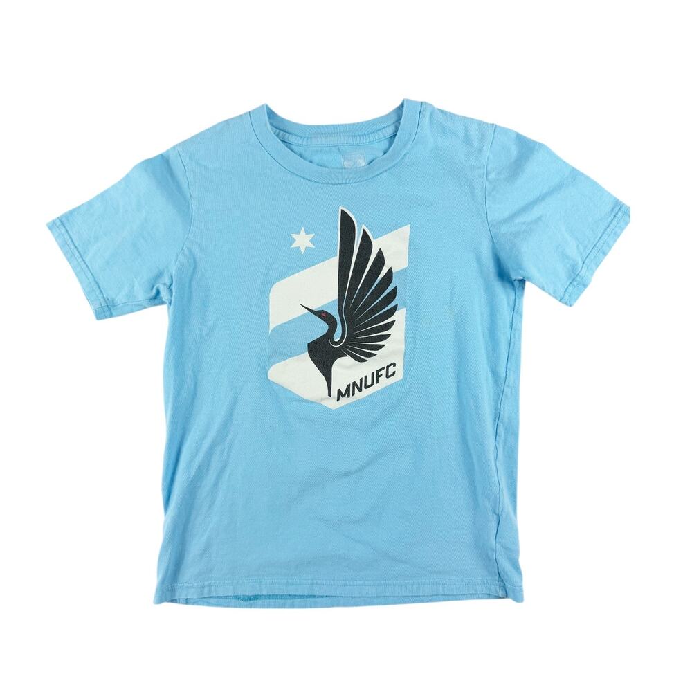 MLS Minnesota United FC MNUFC Youth T-Shirt Blue Size Medium 10/12 Soccer Tee
